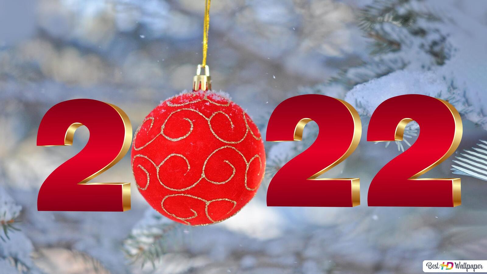 Wallpapers 2022 happy new year 2022 christmas ball on the desktop