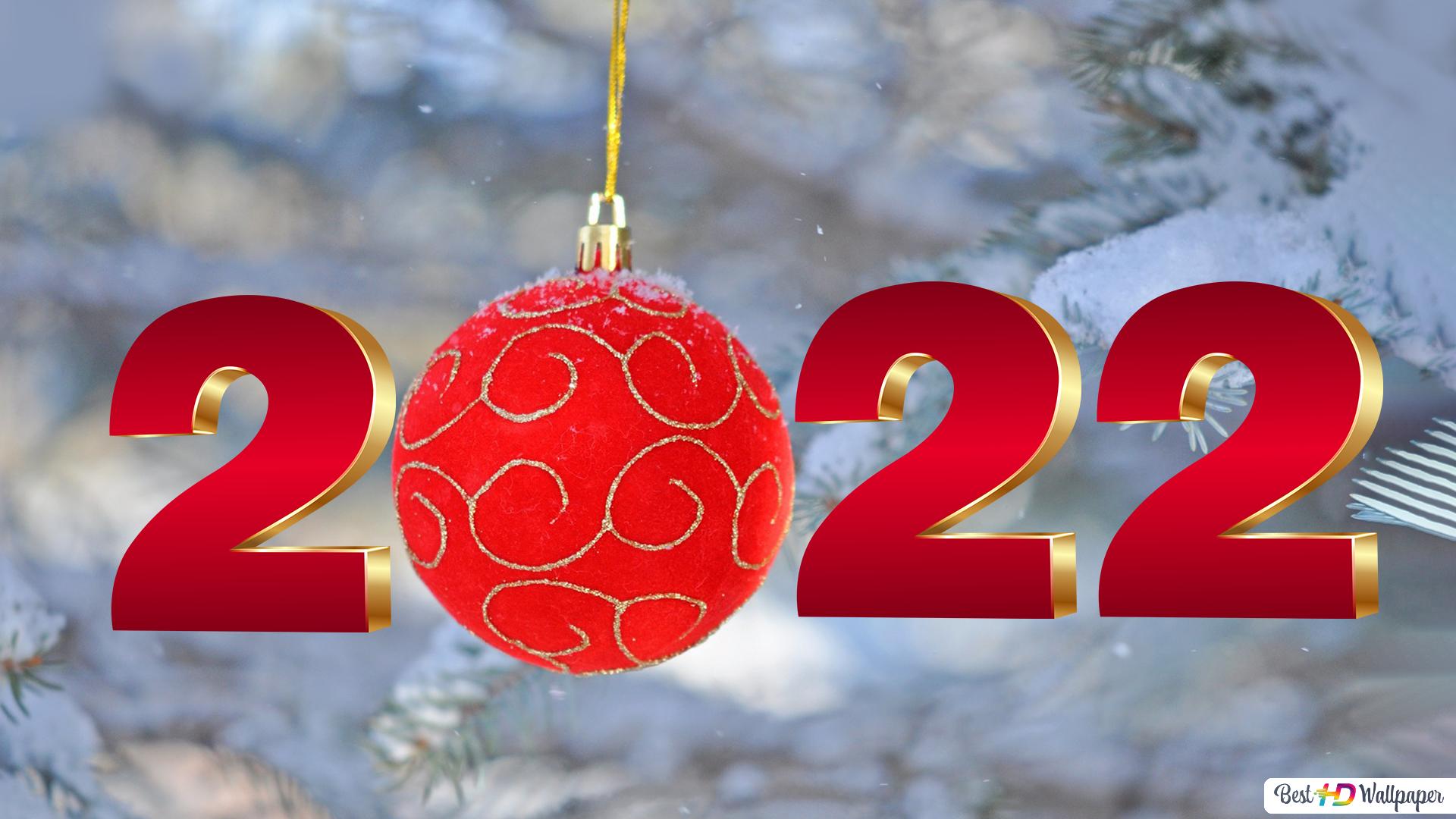 Wallpapers 2022 happy new year 2022 christmas ball on the desktop