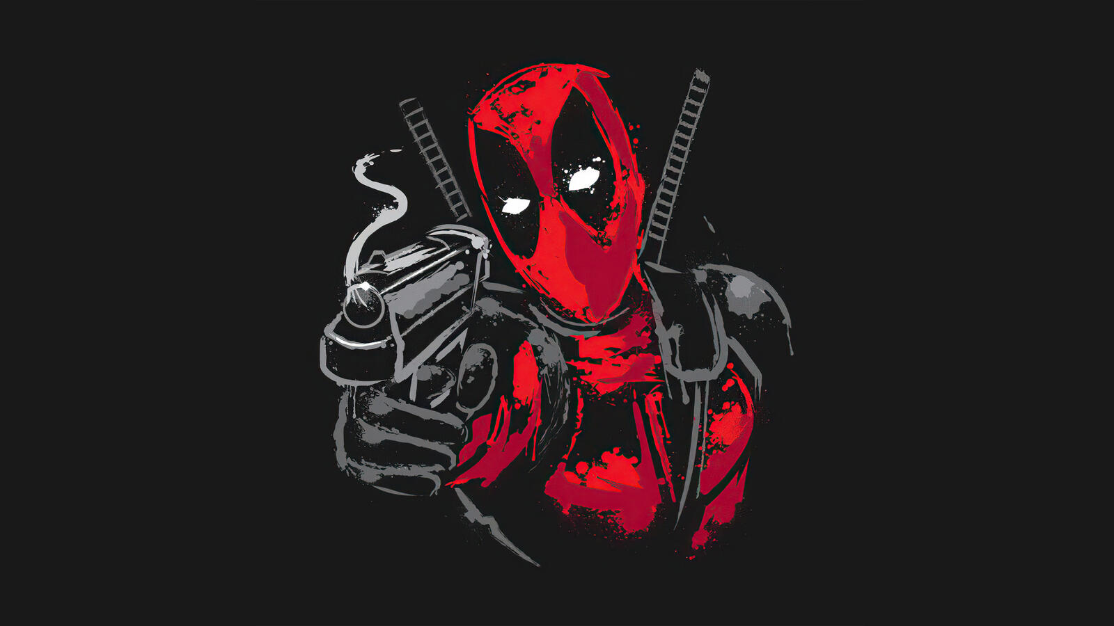 Free photo A picture of a cool drawing of Deadpool with a gun