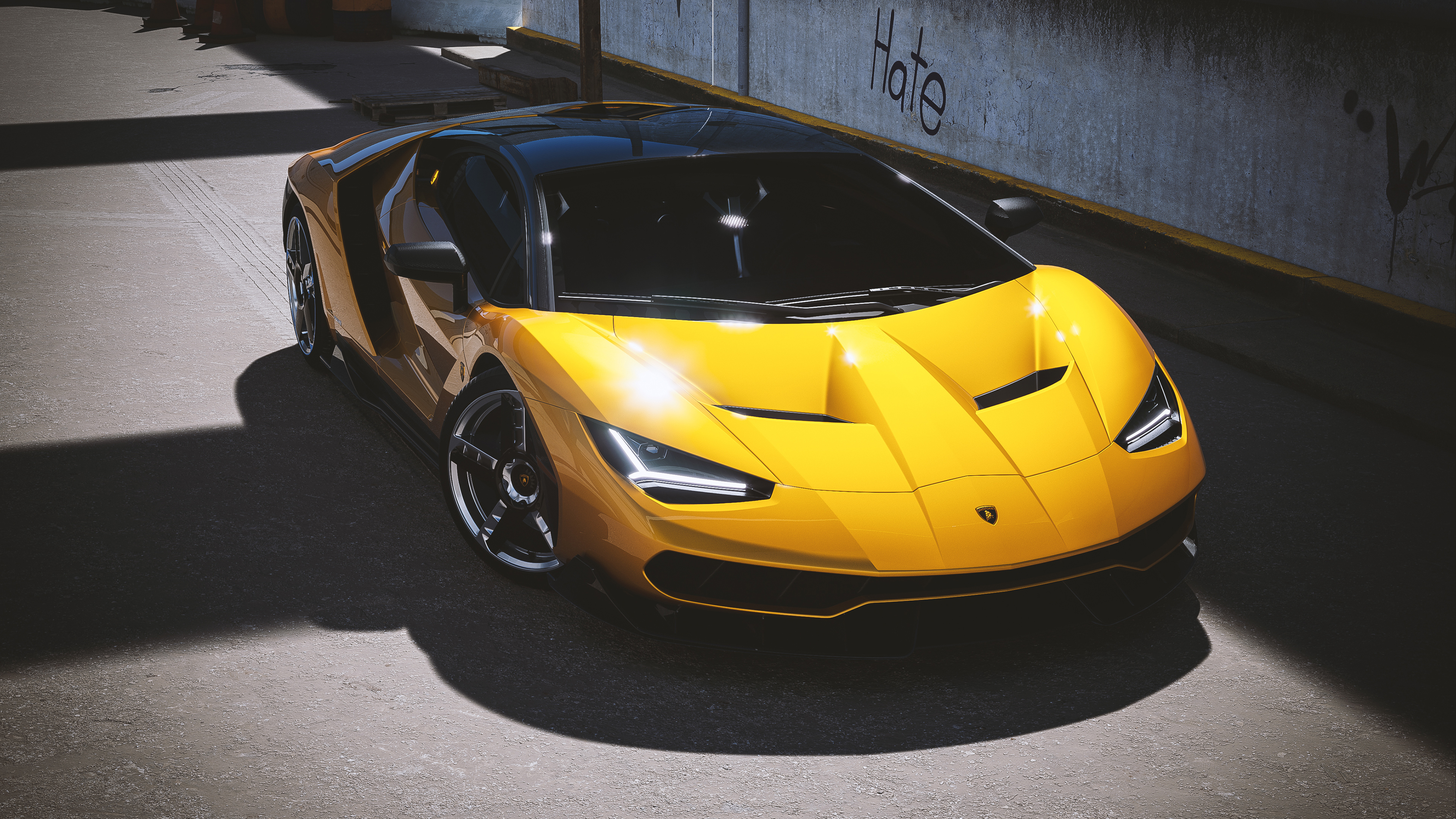 Бесплатное фото Желтая Lamborghini Centenario