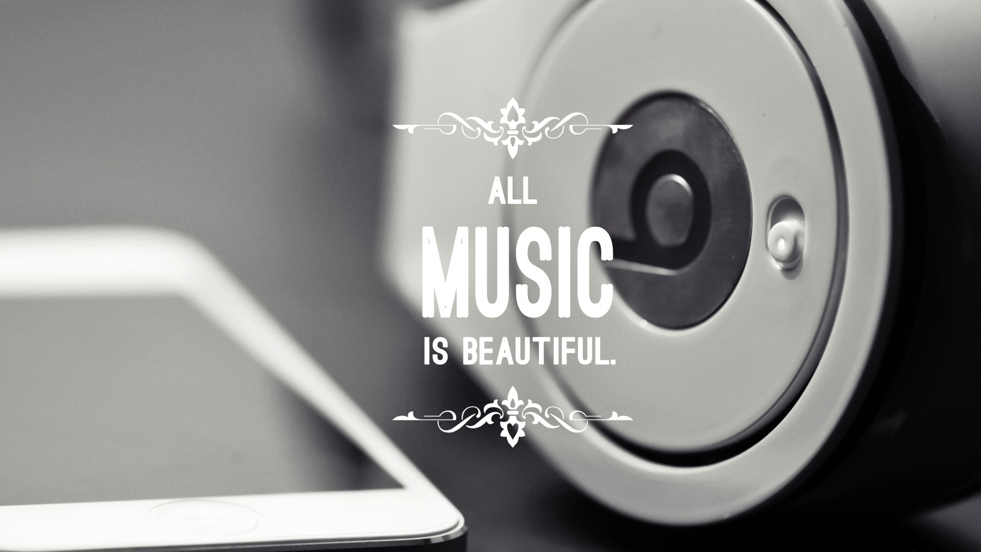 Wallpapers all music is beautiful headphones text on the desktop