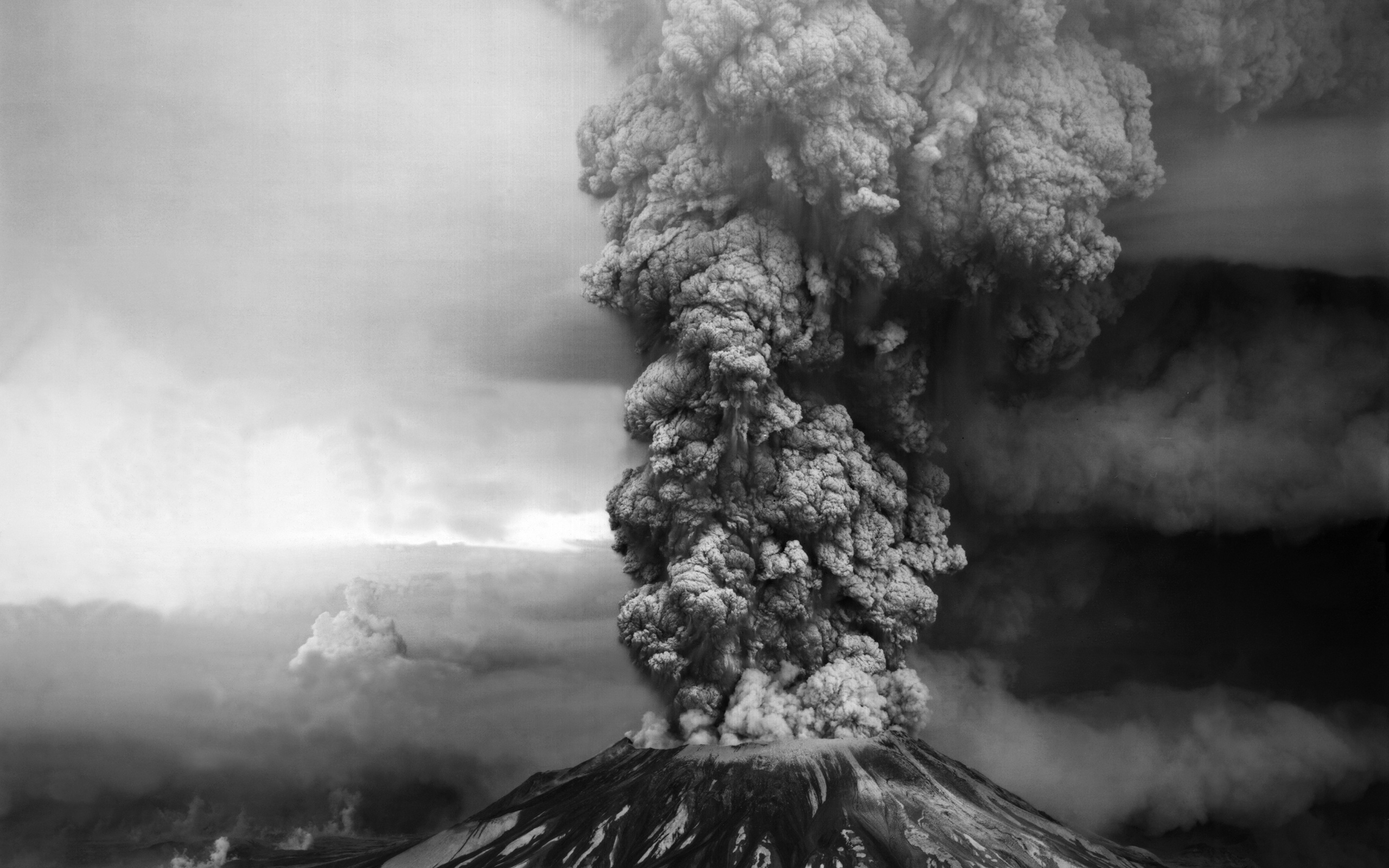 Фото бесплатно обои вулкан, монохромный, дым