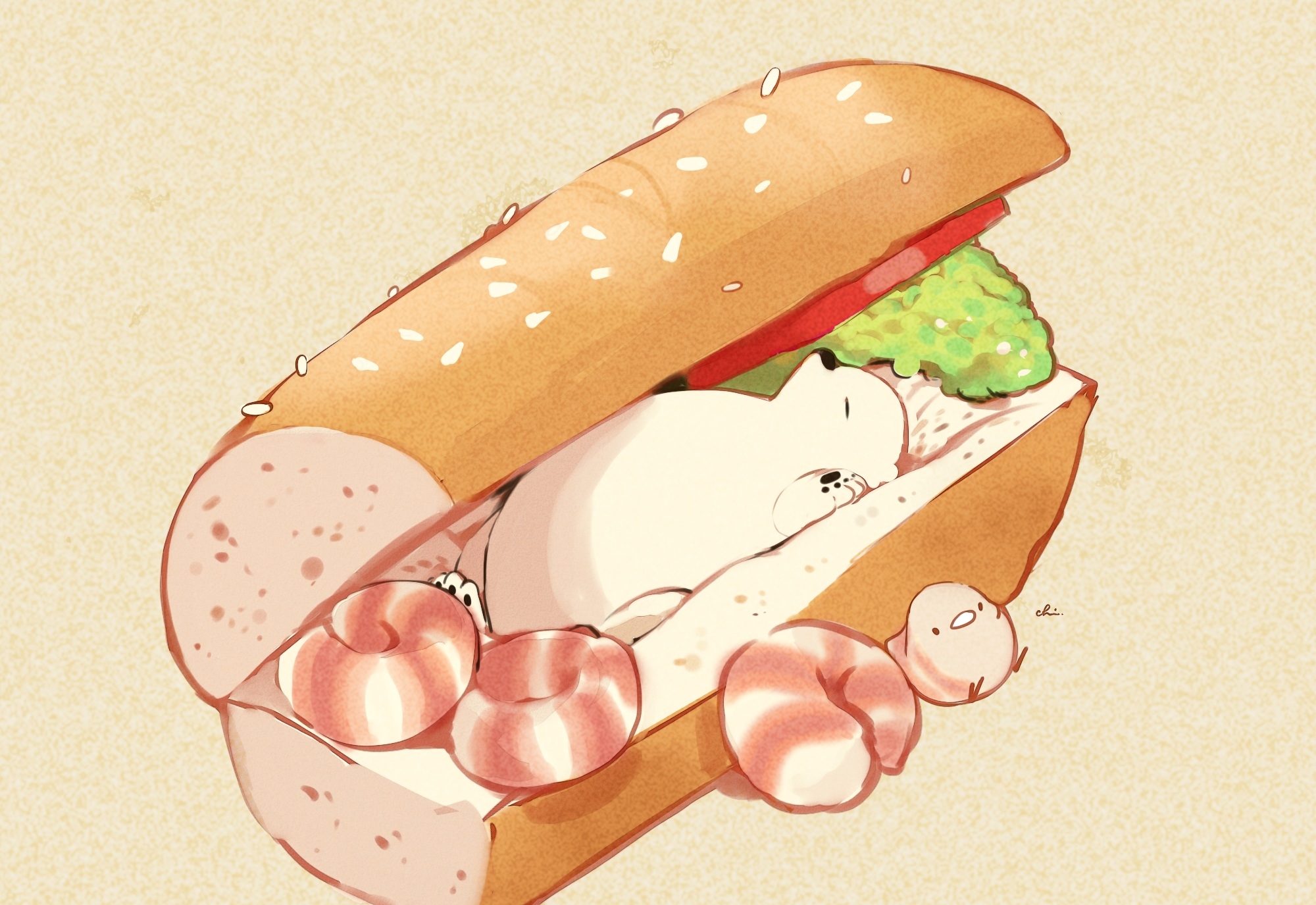 Photo bread anime food anime sandwich - free pictures on Fonwall.