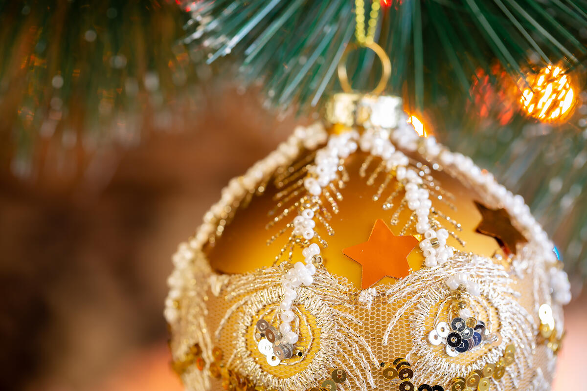 Beautiful macro Christmas tree ball