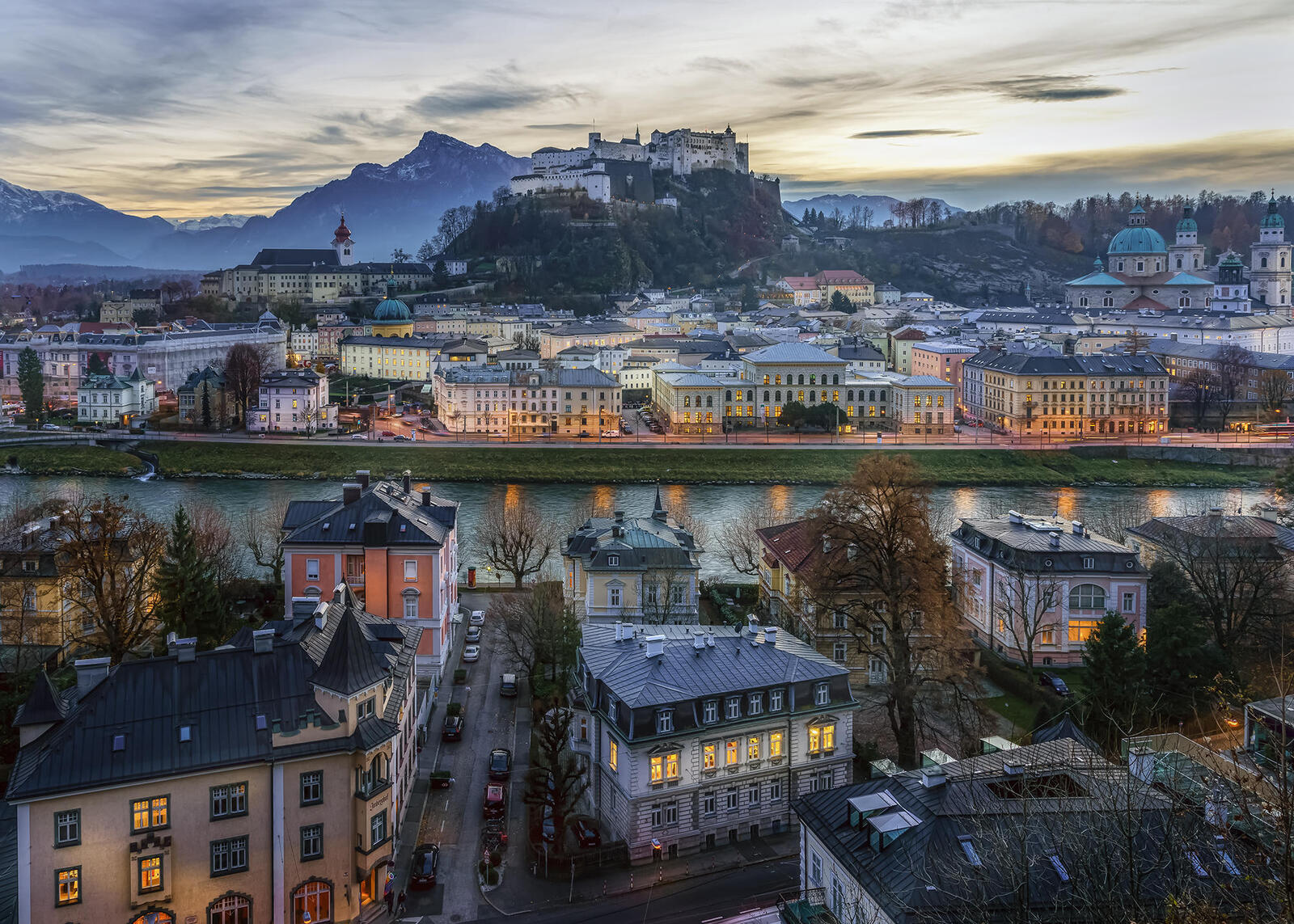 Wallpapers Salzburg cityscape river on the desktop