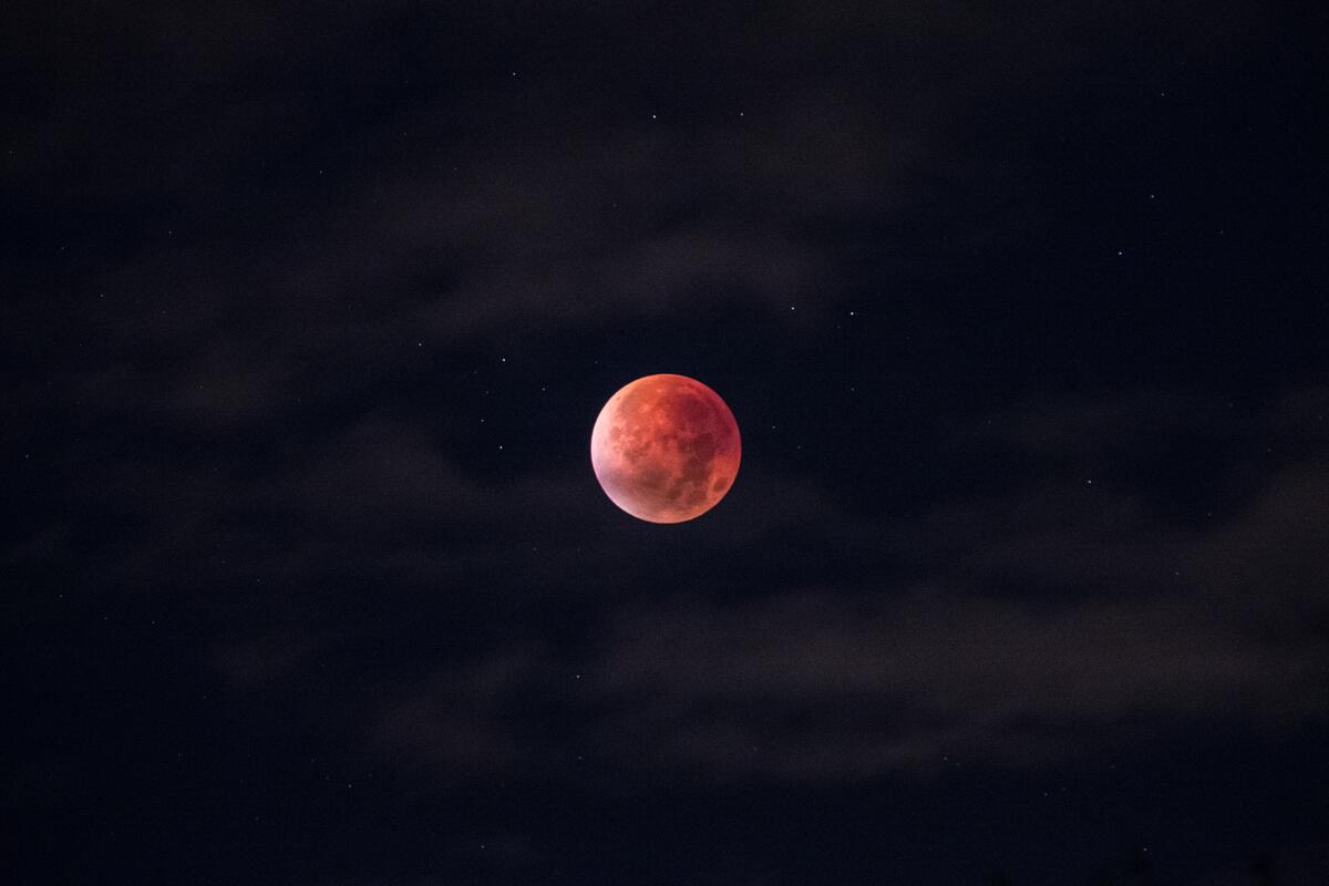 Red moon in the starry sky