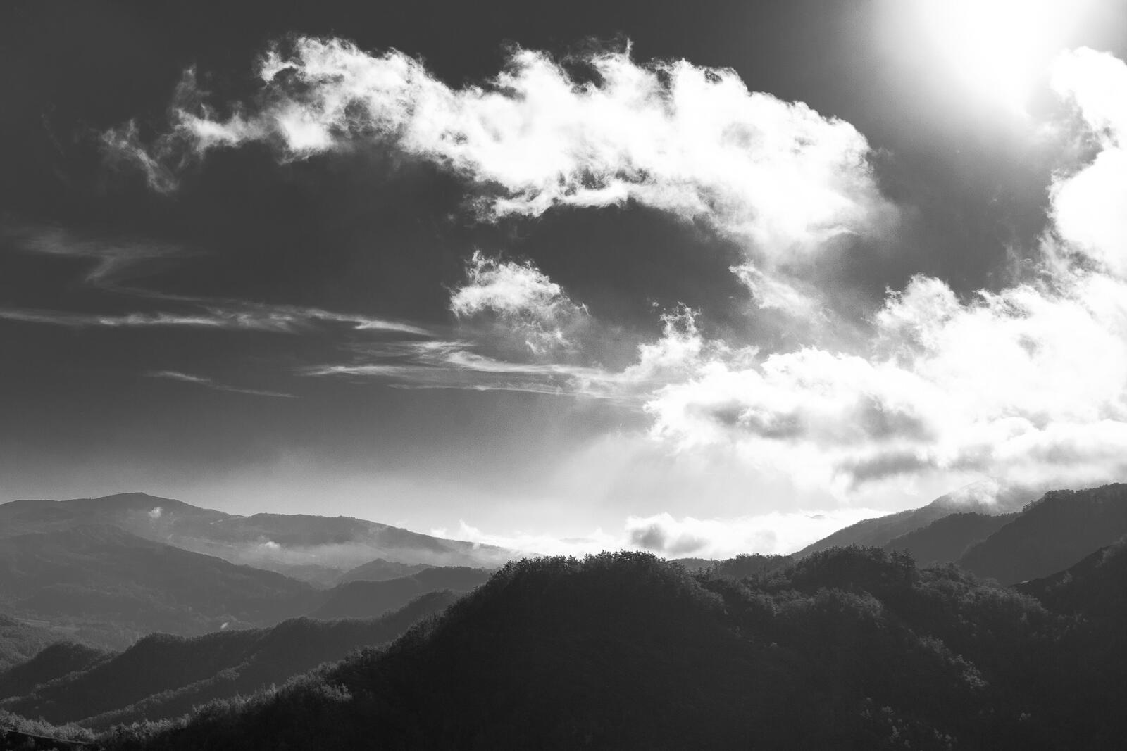 Wallpapers mountains cloud black and white on the desktop