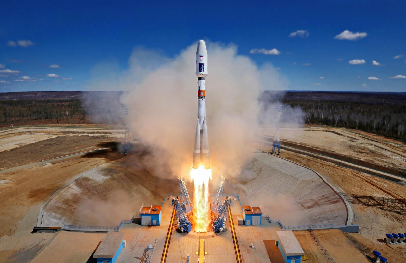 Free photo A rocket launched into space
