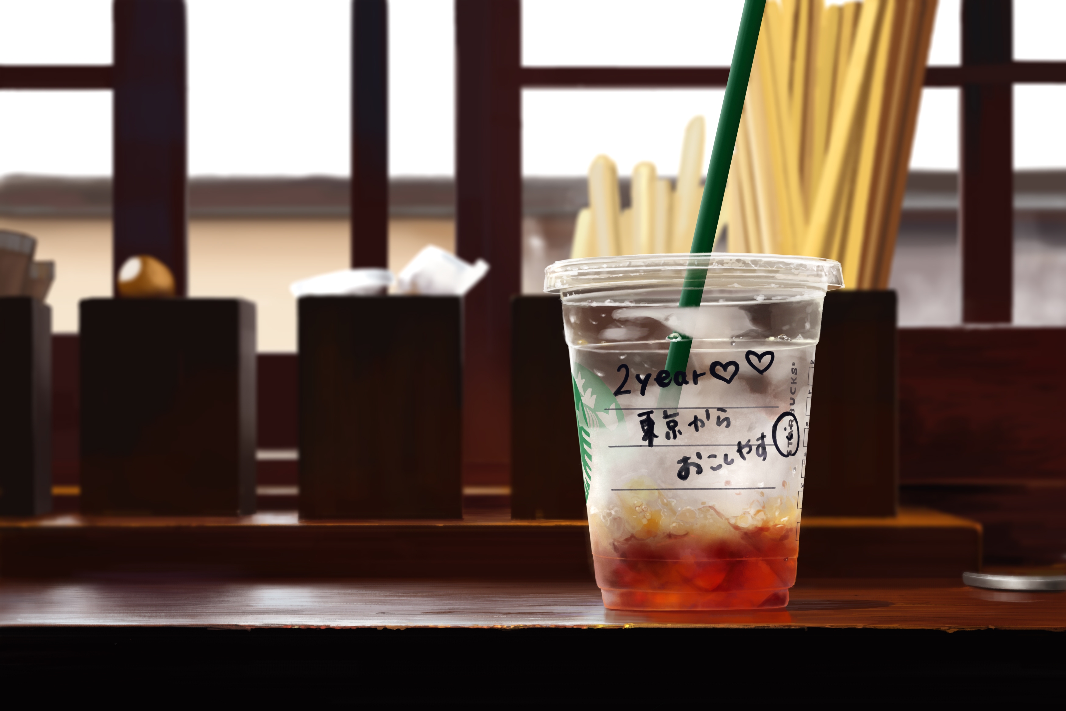 Wallpapers Starbucks drinks glass on the desktop