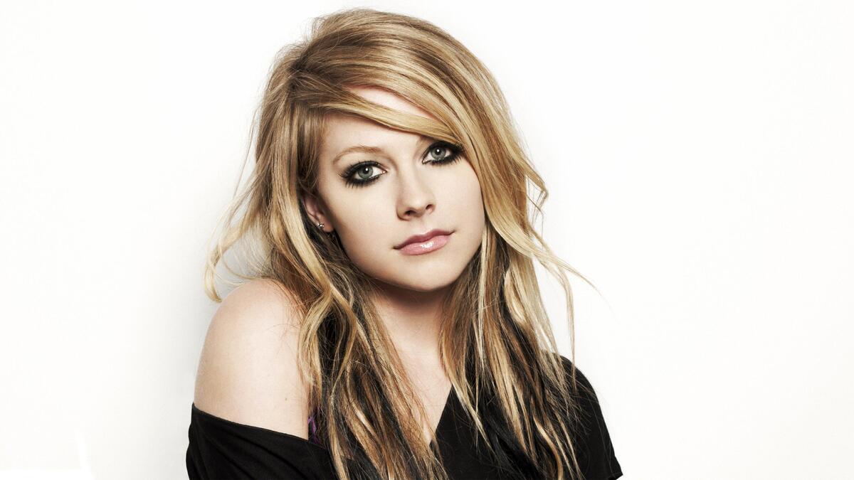 Avril Lavigne, on a white background