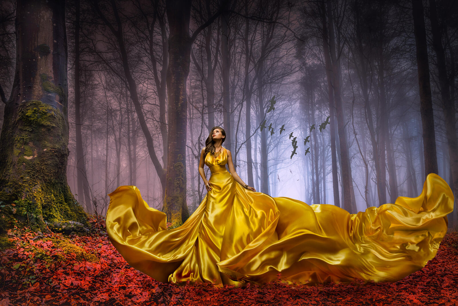 Wallpapers Lady in gold beautiful stranger forest on the desktop