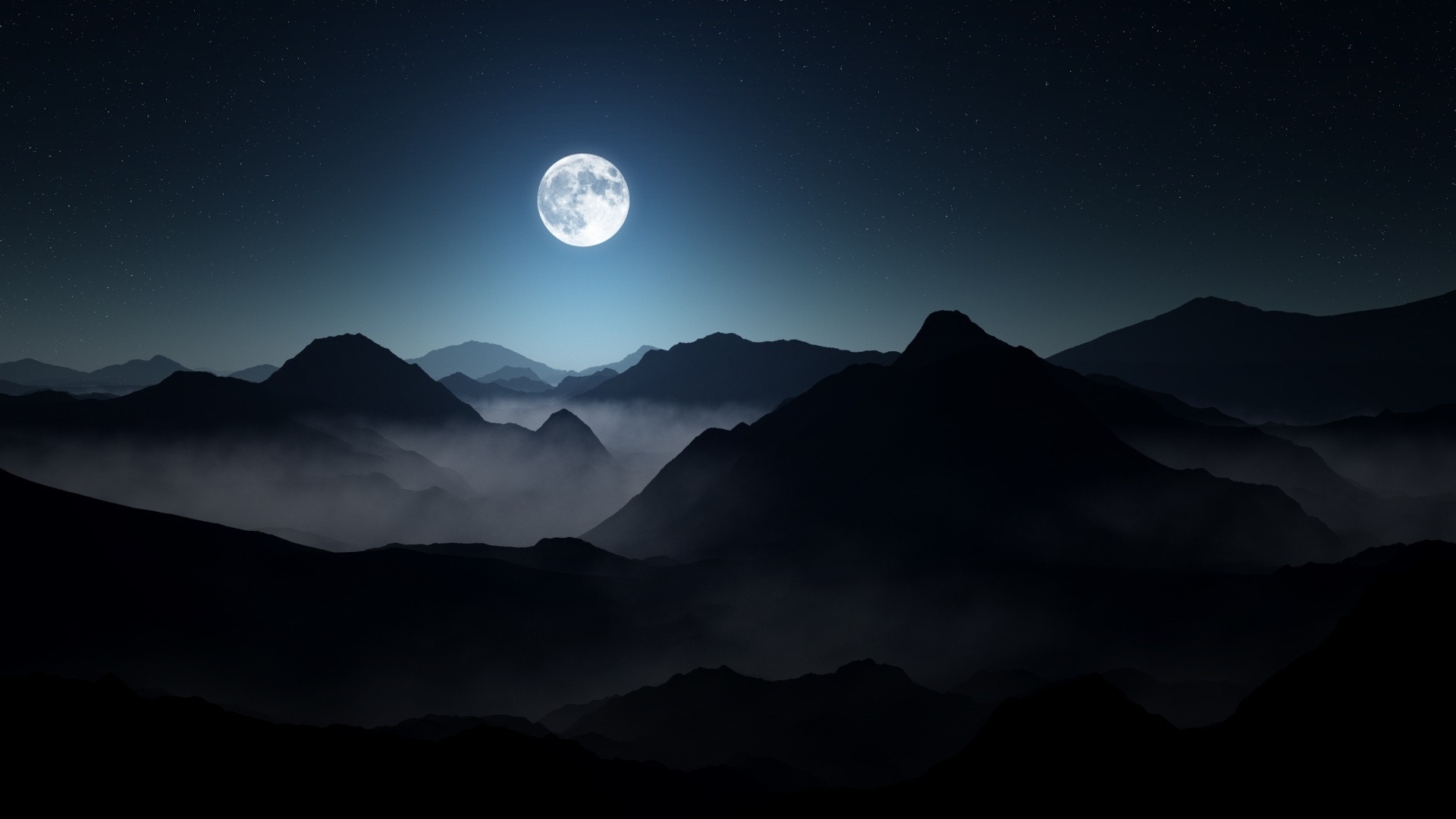 Photo wallpaper moon night mountains - free pictures on Fonwall
