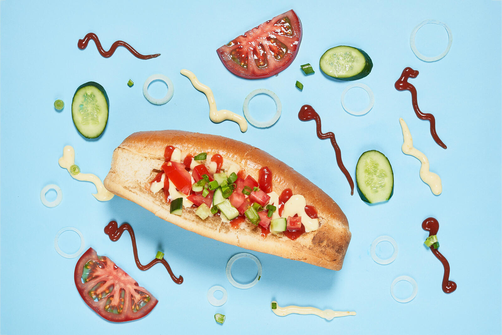 Wallpapers food hot dog tomatoes on the desktop