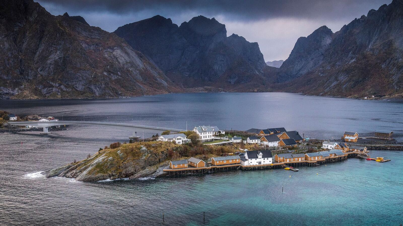 Обои дома Норвегия Лофотенские острова на рабочий стол