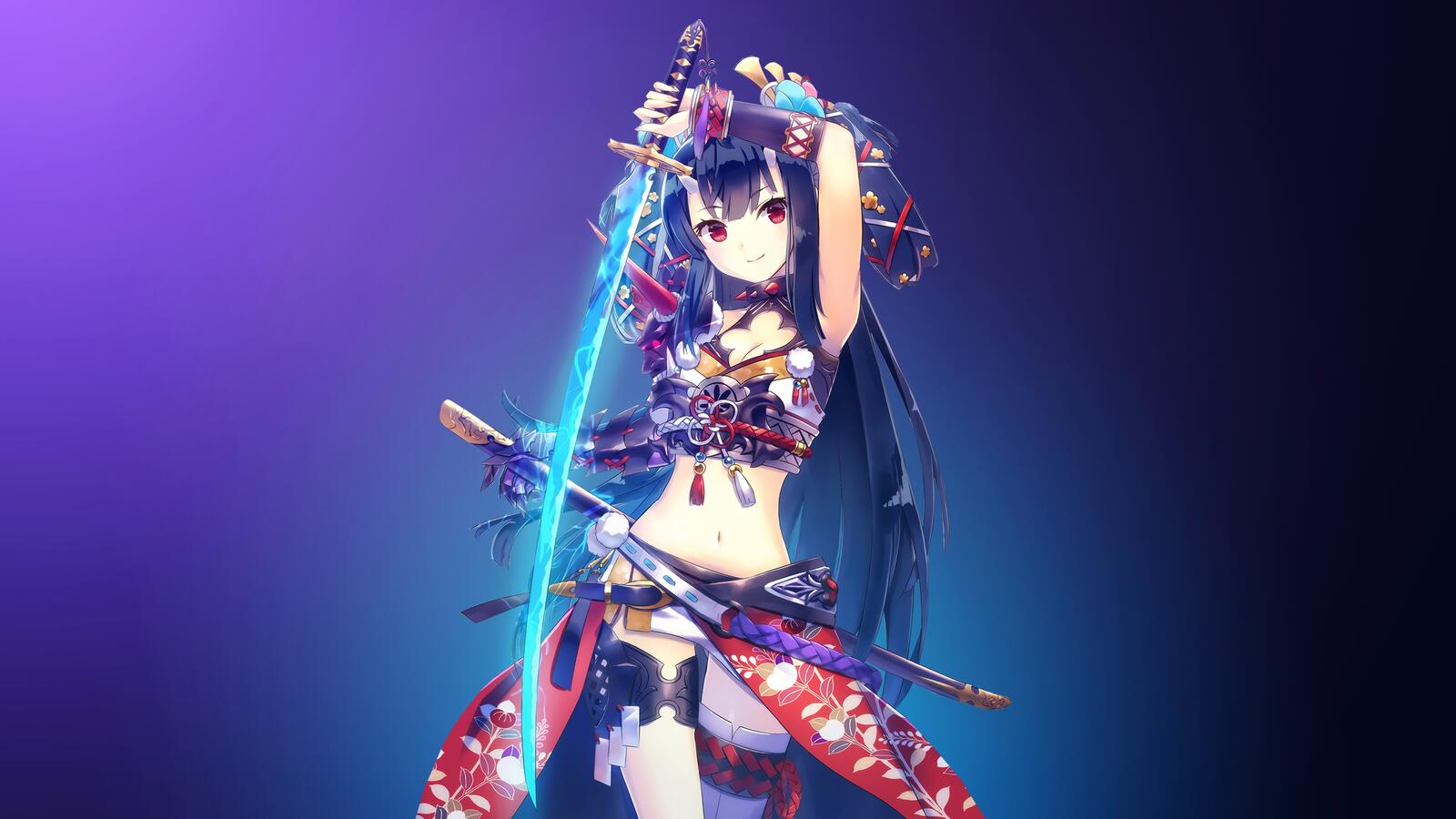 Wallpapers an anime sword blue background on the desktop