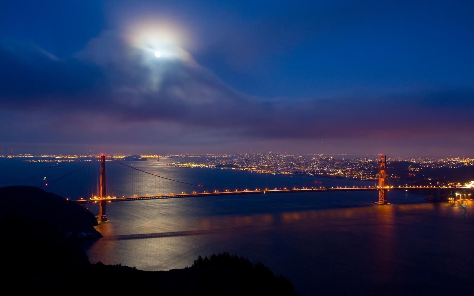 Обои Сан-Франциско золотые ворота ночь на рабочий стол