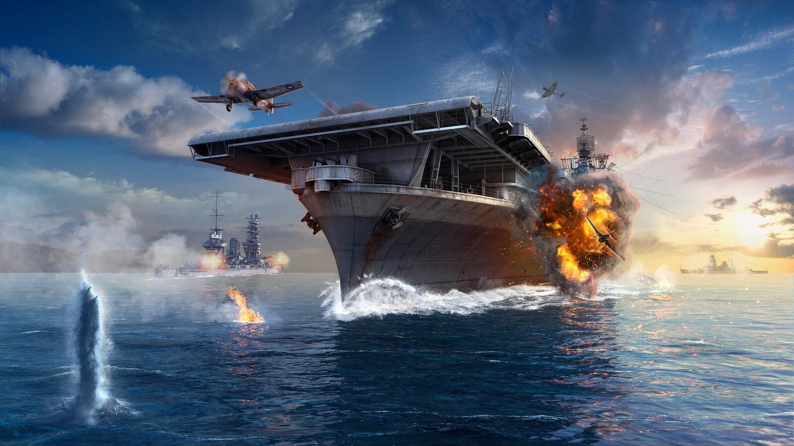 Бесплатное фото Заставка из игры мир военных кораблей