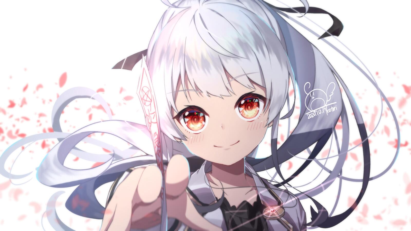 Wallpapers beautiful anime girl white hair face portrait on the desktop