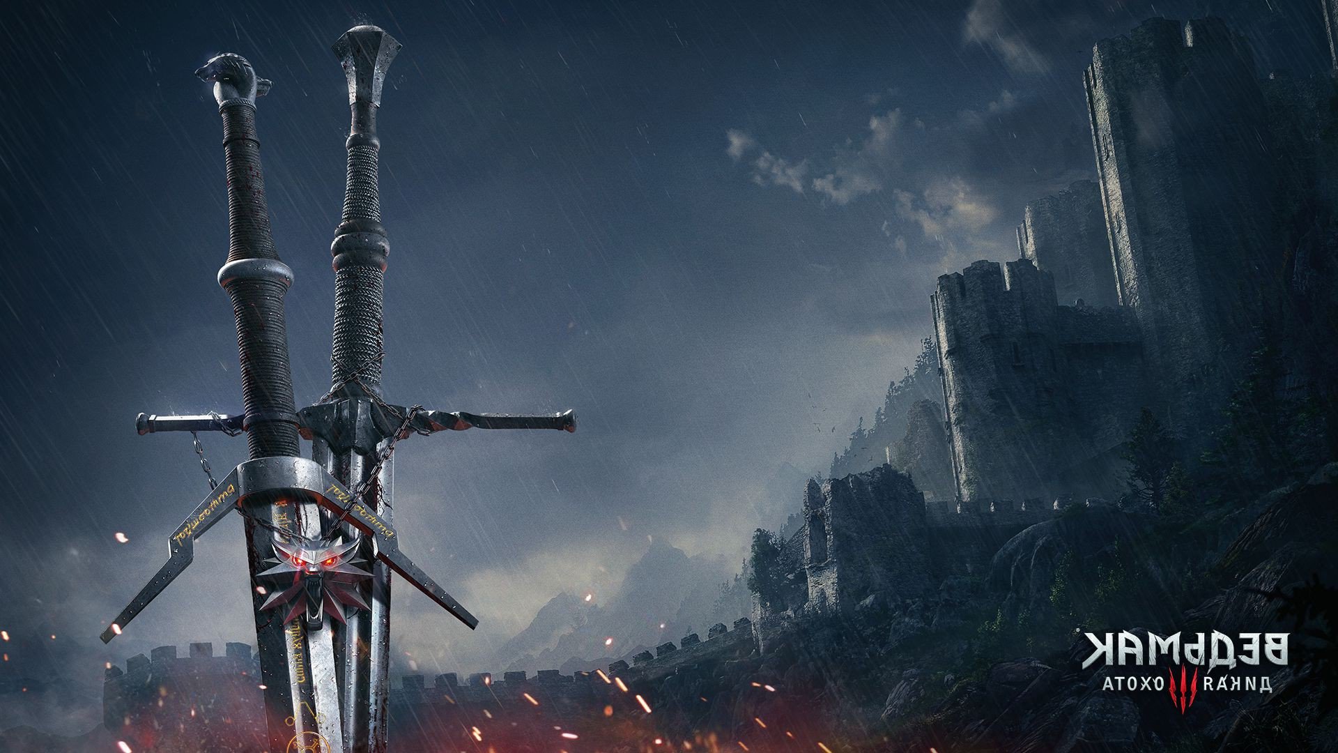 Бесплатное фото Заставка с мечами из игры The Witcher 3