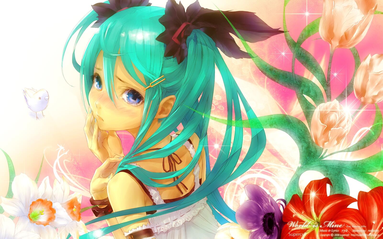 Wallpapers wallpaper vocaloid Hatsune Miku view from behind on the desktop