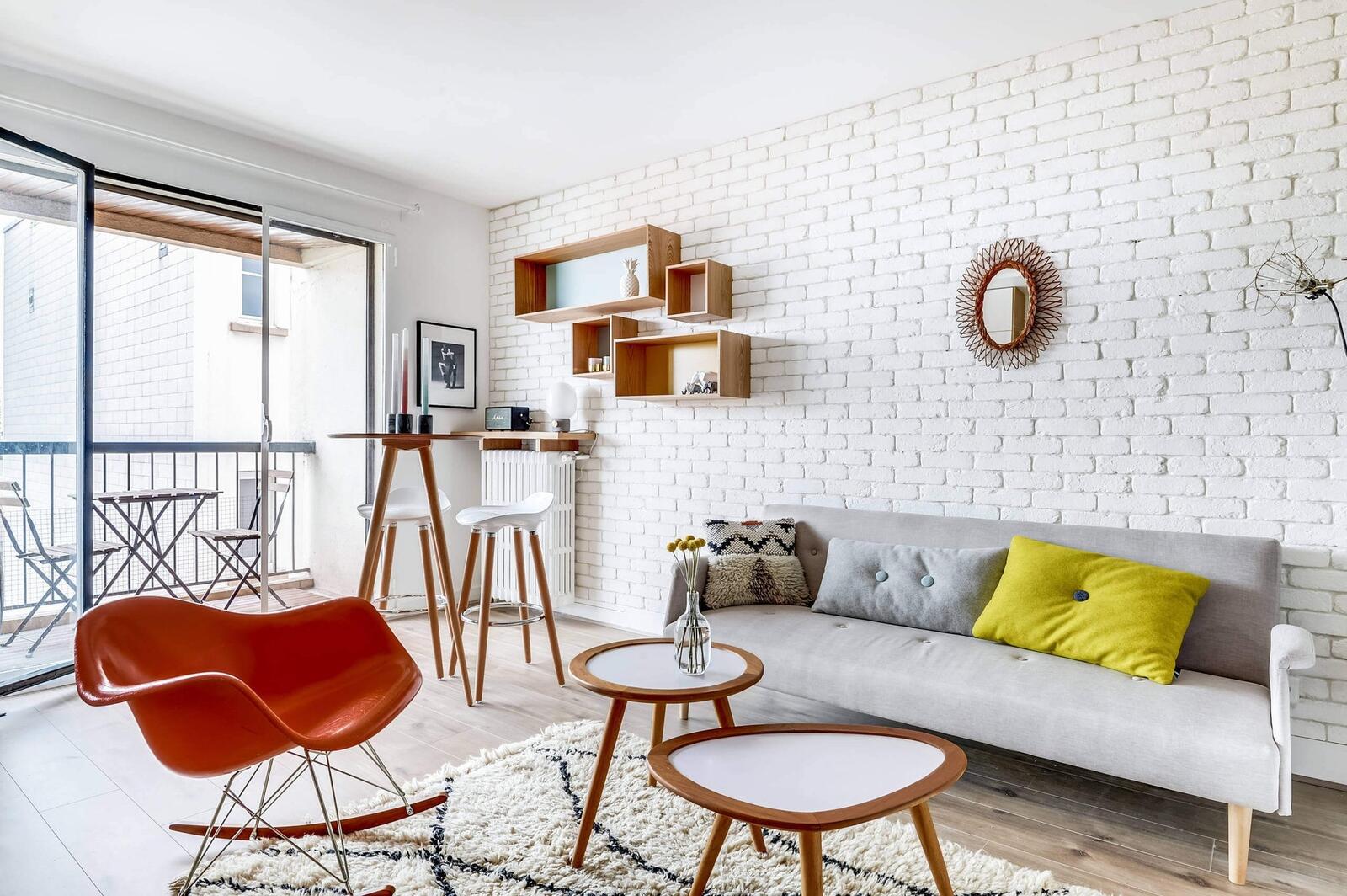 Wallpapers interior design living room furniture bright room on the desktop