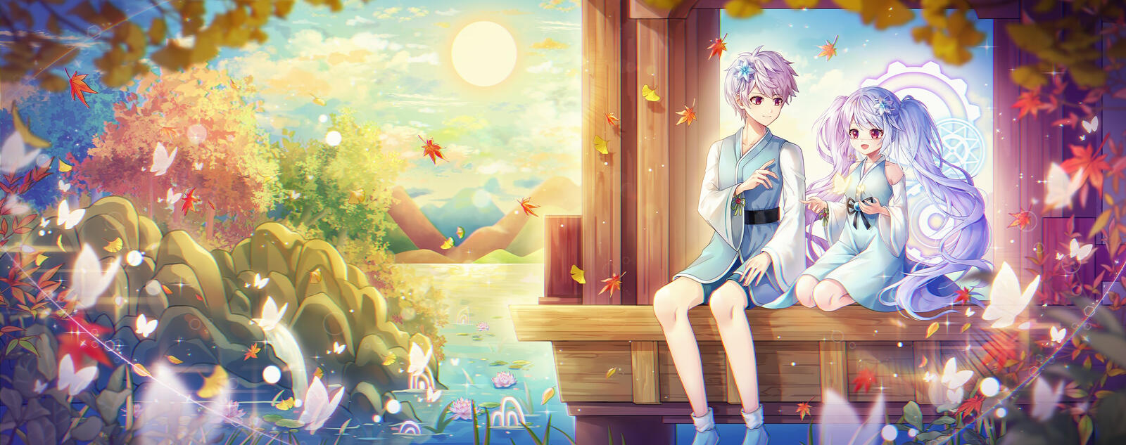 Wallpapers dress wallpaper anime girl and boy clouds on the desktop