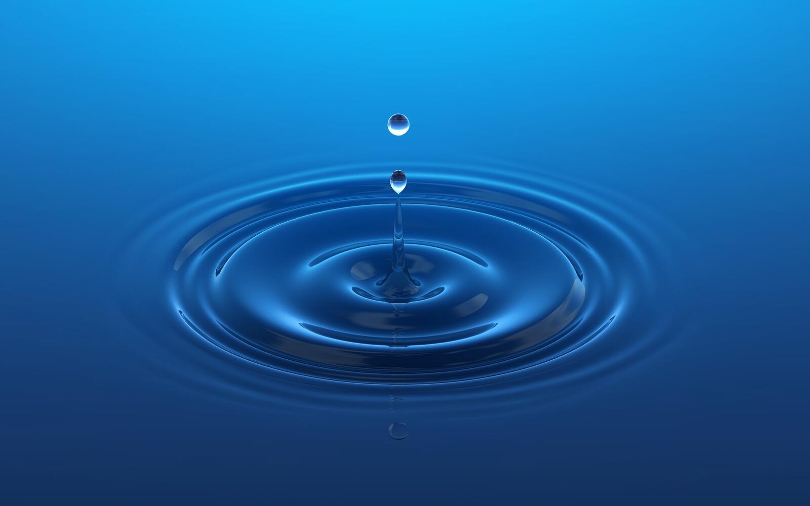 Wallpapers water drop ripple blue background on the desktop