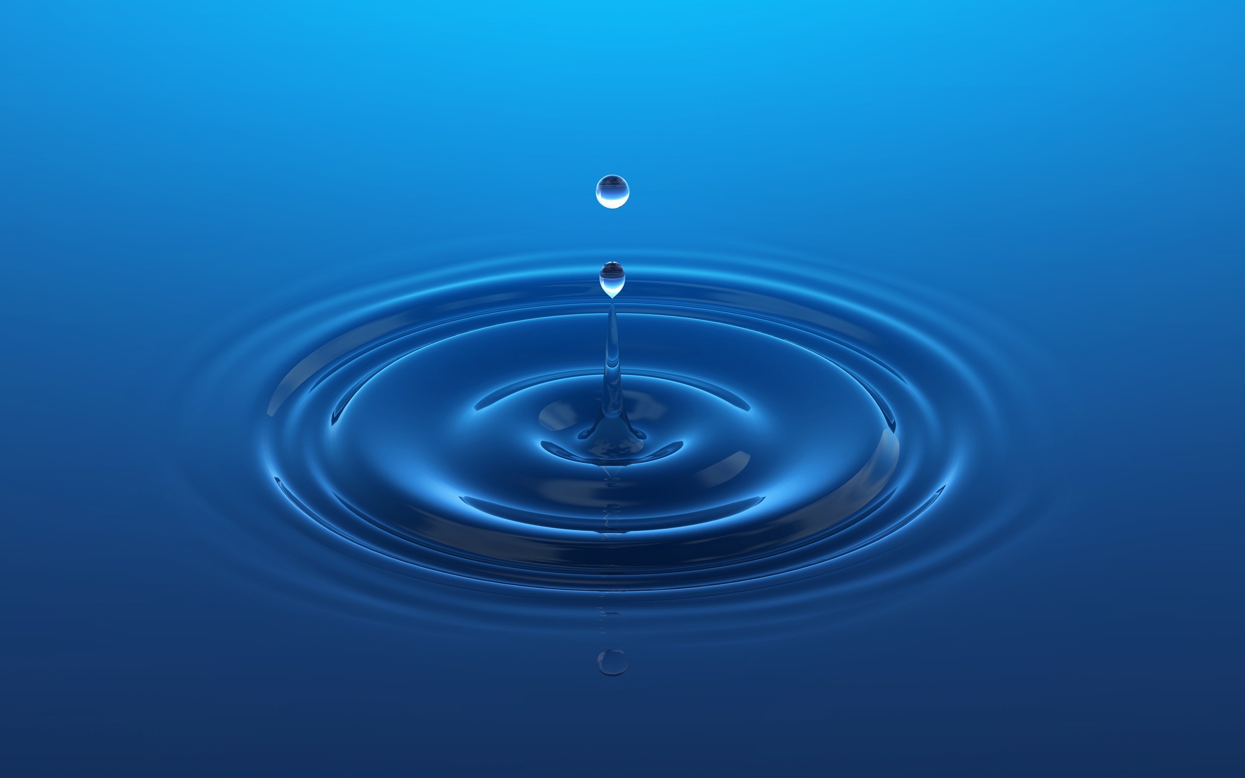 Wallpapers water drop ripple blue background on the desktop