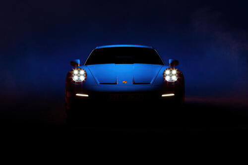 Blue Porsche 911.
