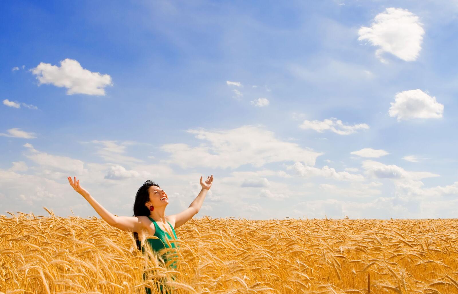 Бесплатное фото Девушка в пшеничном поле