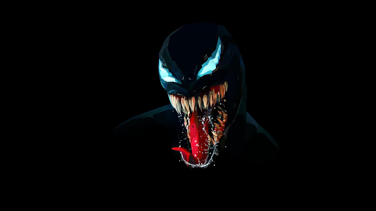 A drawing of venom on a black background