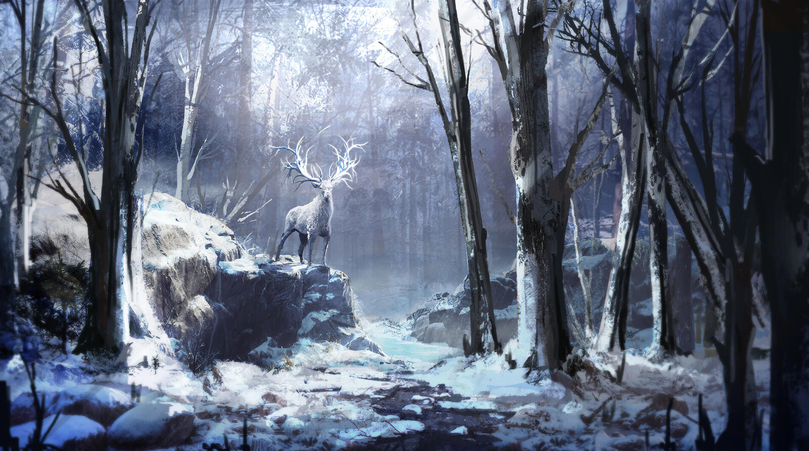 Wallpapers winter forest artist on the desktop