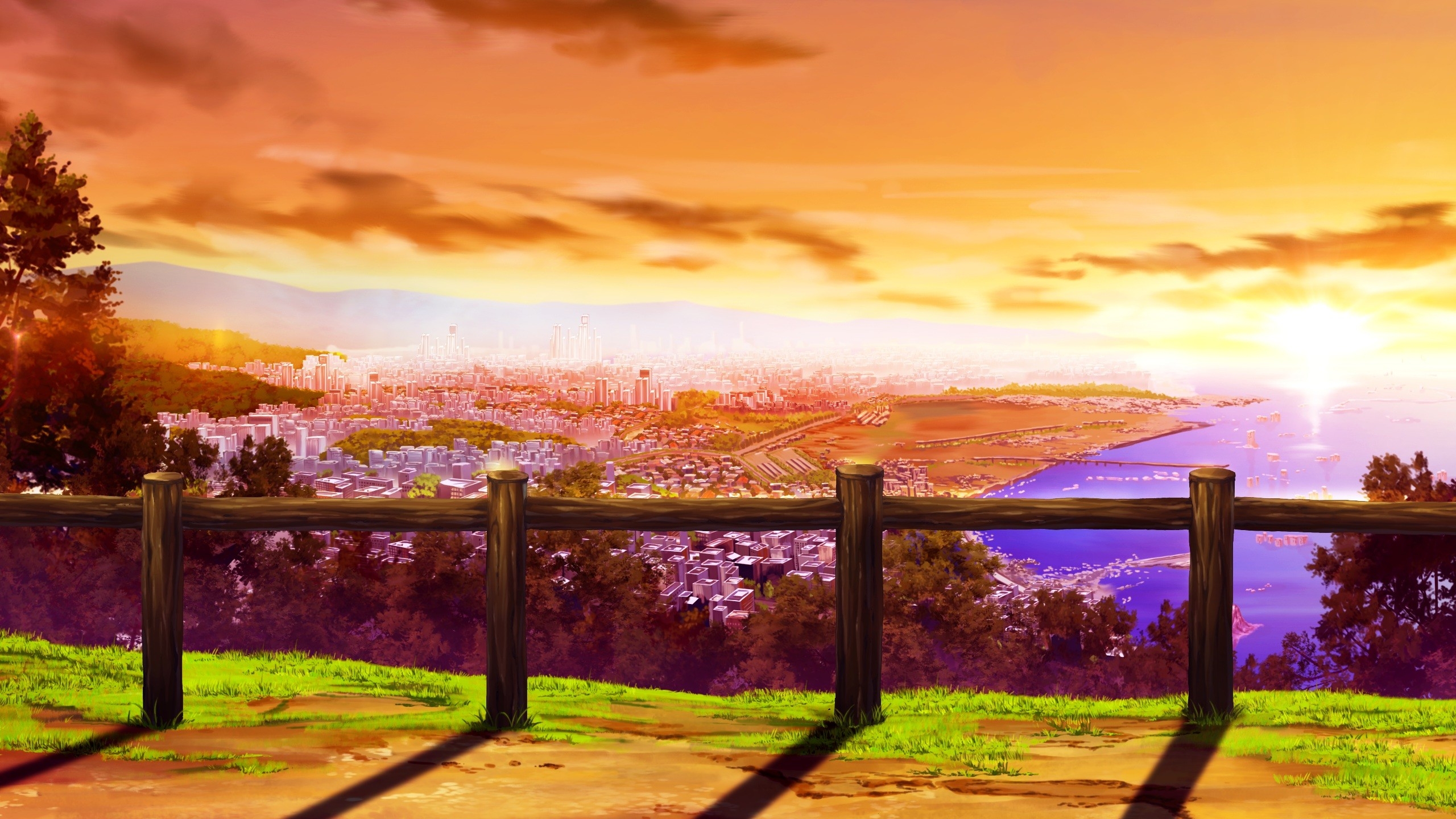 Обои аниме пейзаж закат визуальный роман на рабочий стол