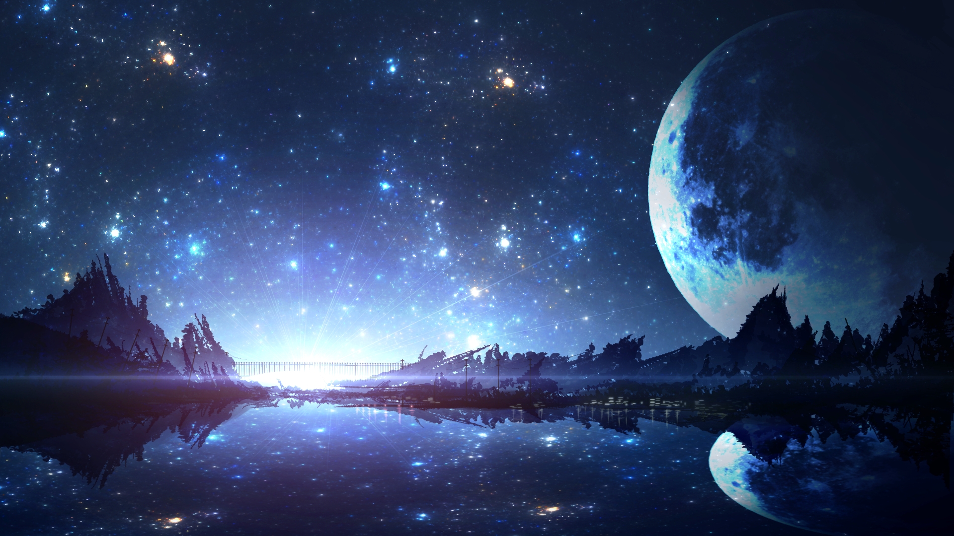 Wallpapers moon reflection river on the desktop