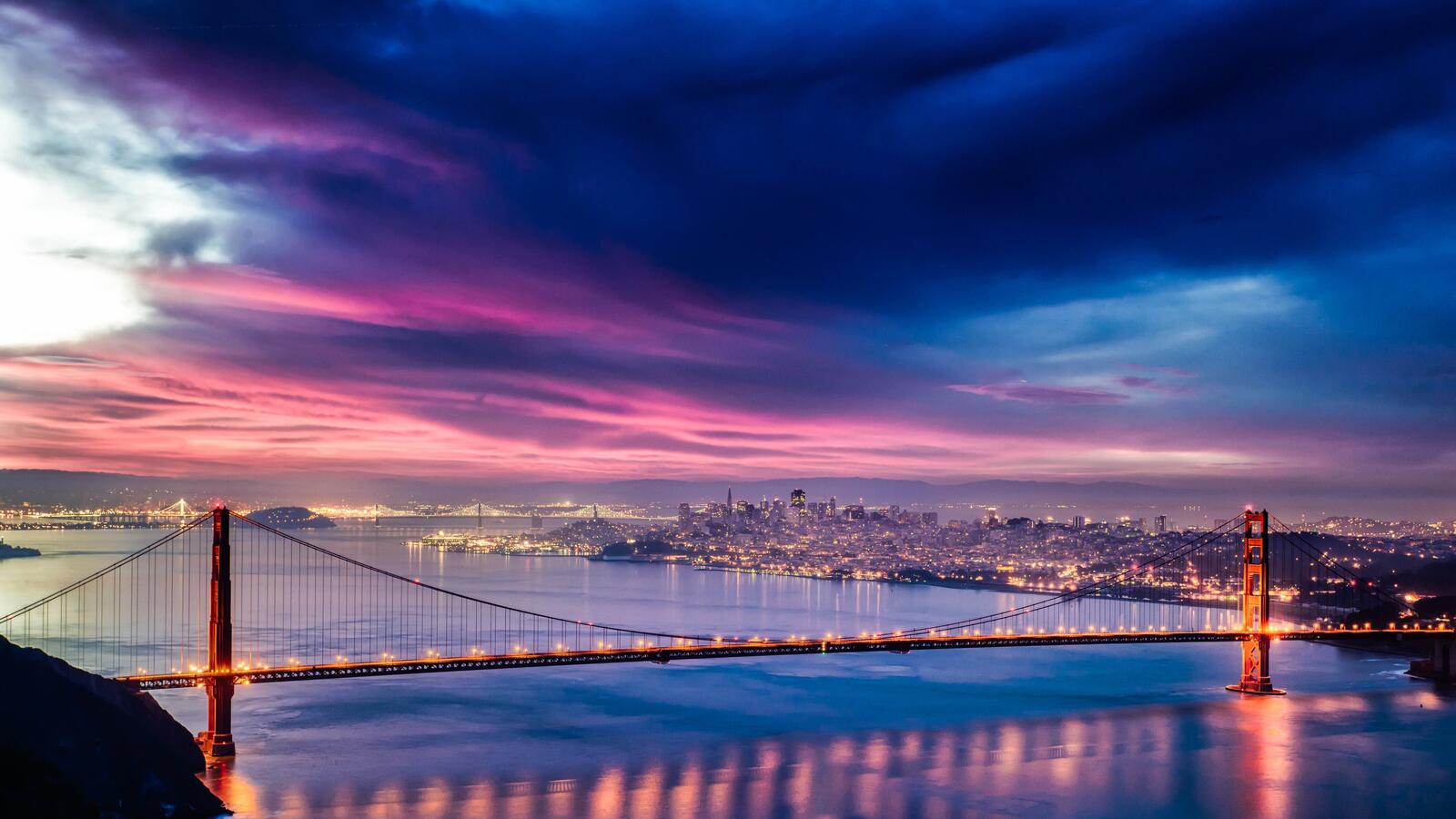 Обои Сан-Франциско мост ночь на рабочий стол