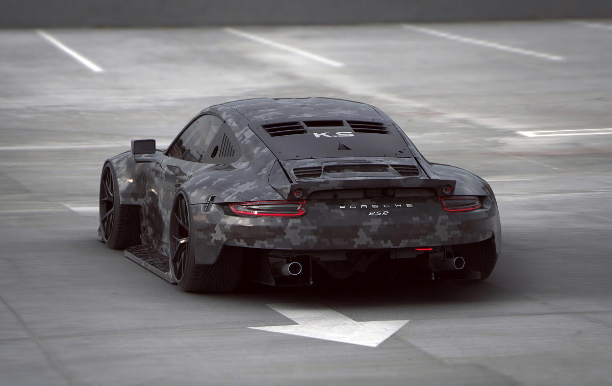 Porsche 911 in pixel camouflage