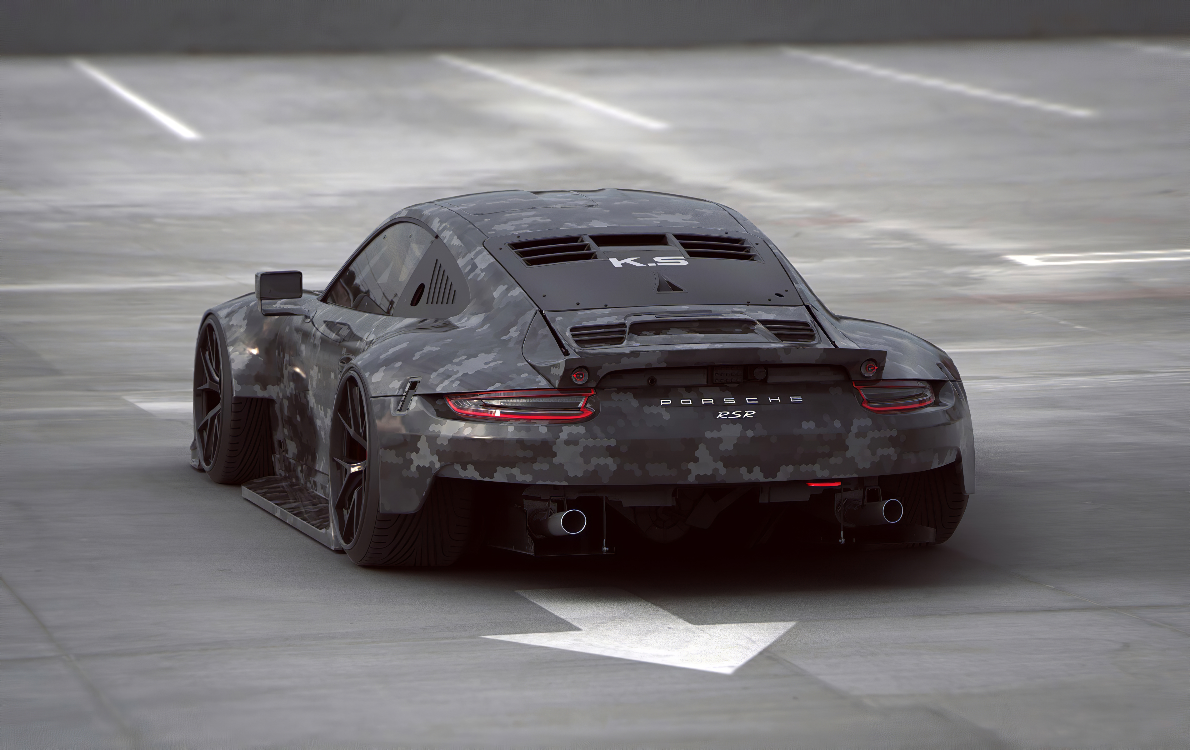 Бесплатное фото Porsche 911 в пиксельном камуфляже