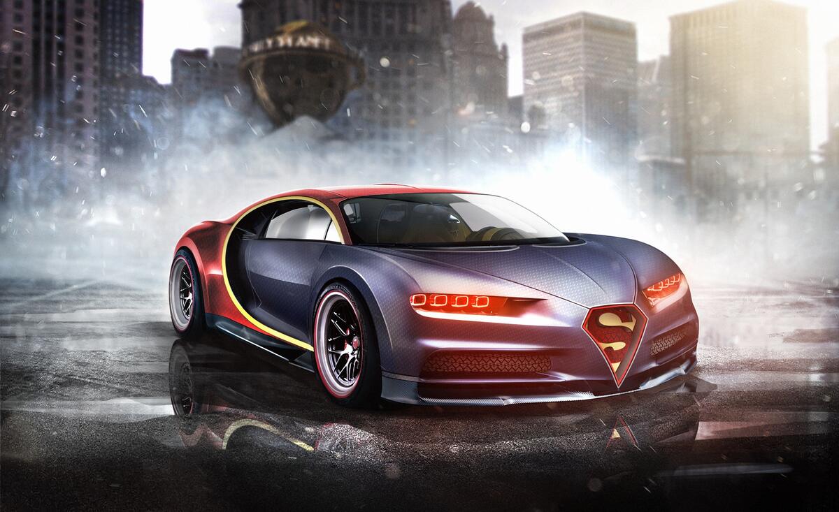 Bugatti Chiron in a rendering of the picture