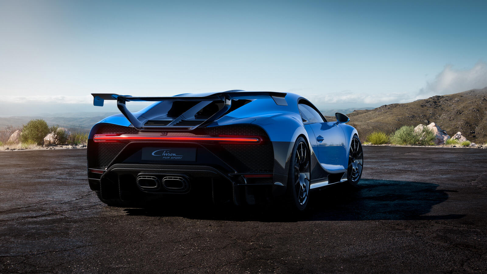 Wallpapers view from behind bugatti chiron pur sport Bugatti on the desktop