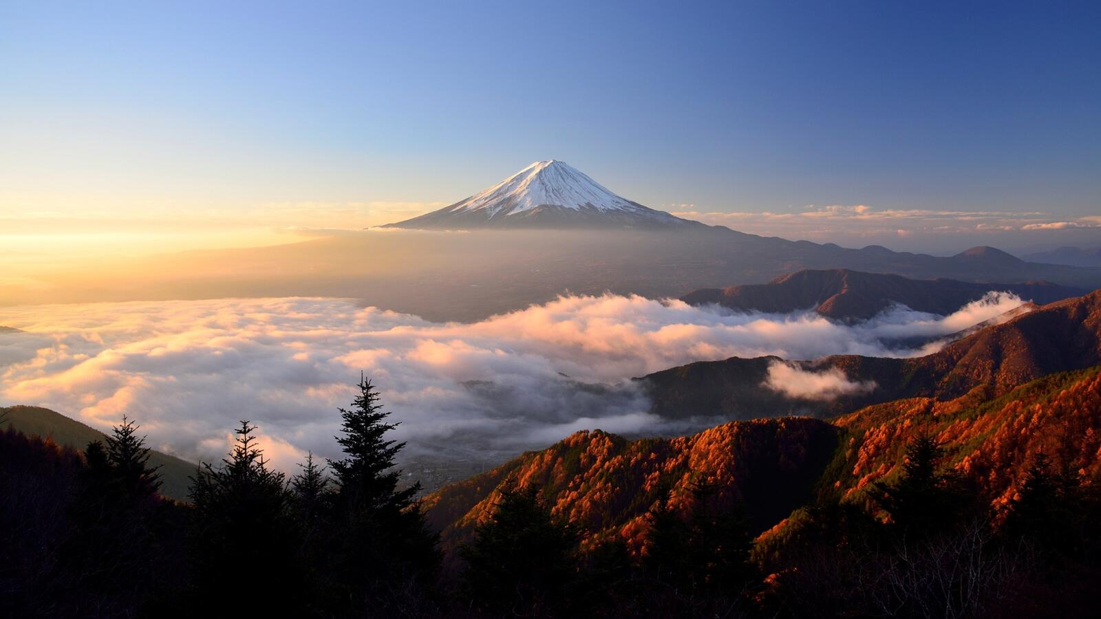 桌面上的壁纸自然 地貌 富士山