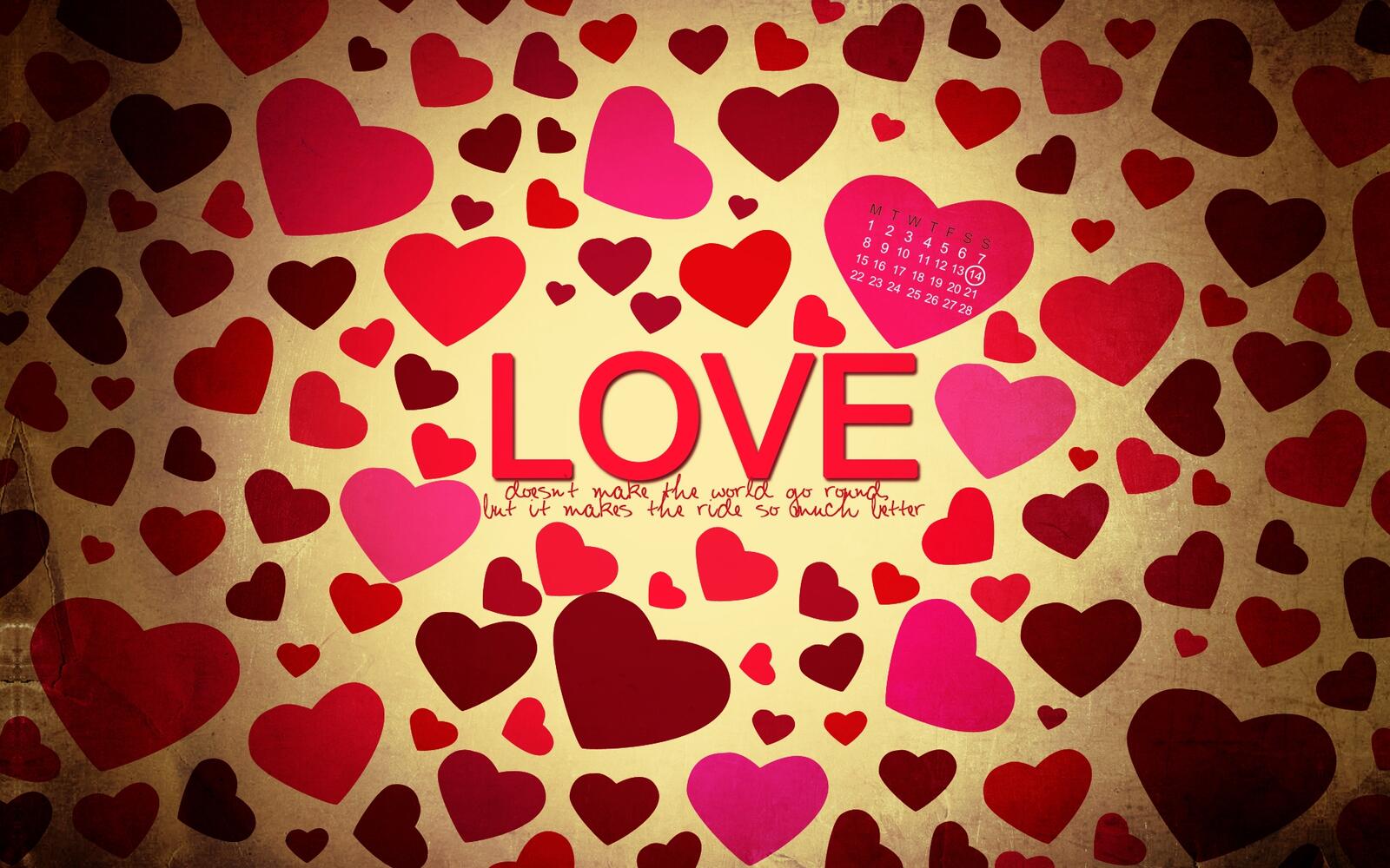 Wallpapers love valentine`s day with inscription on the desktop