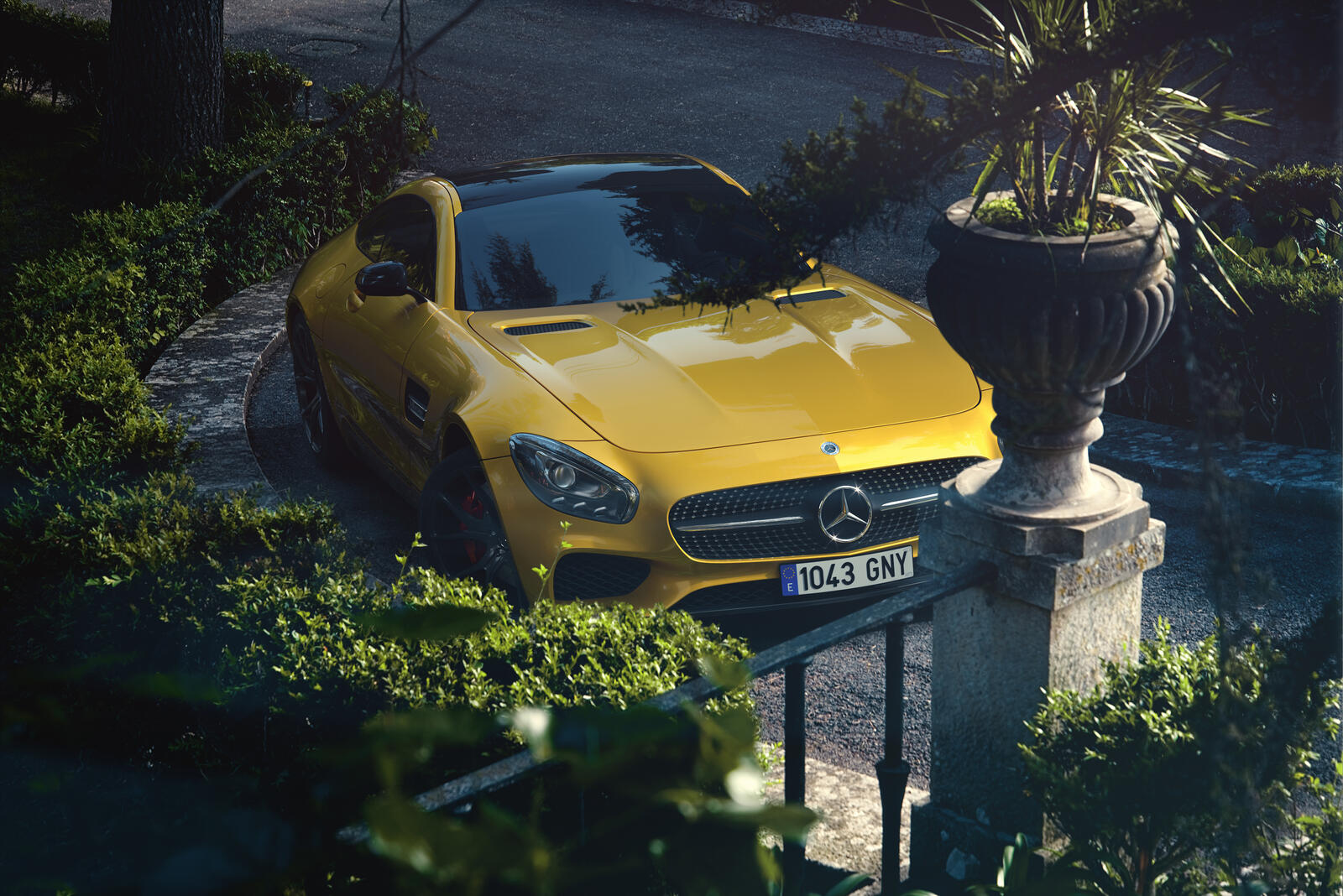 Wallpapers Mercedes Benz AMG yellow car on the desktop