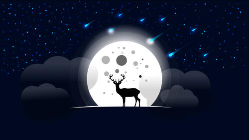 Moon in front of a deer