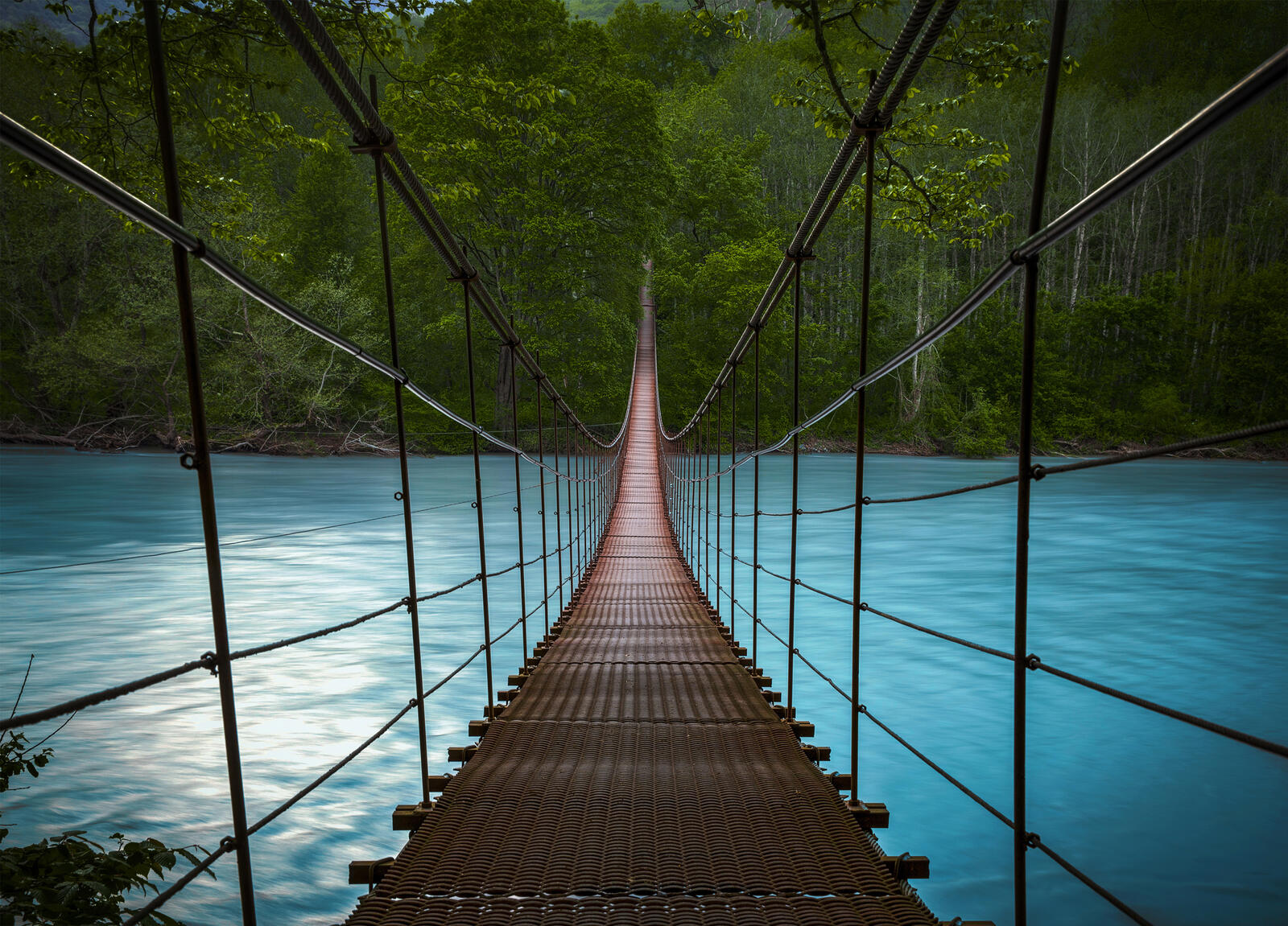 Бесплатное фото Подвесной мост через реку
