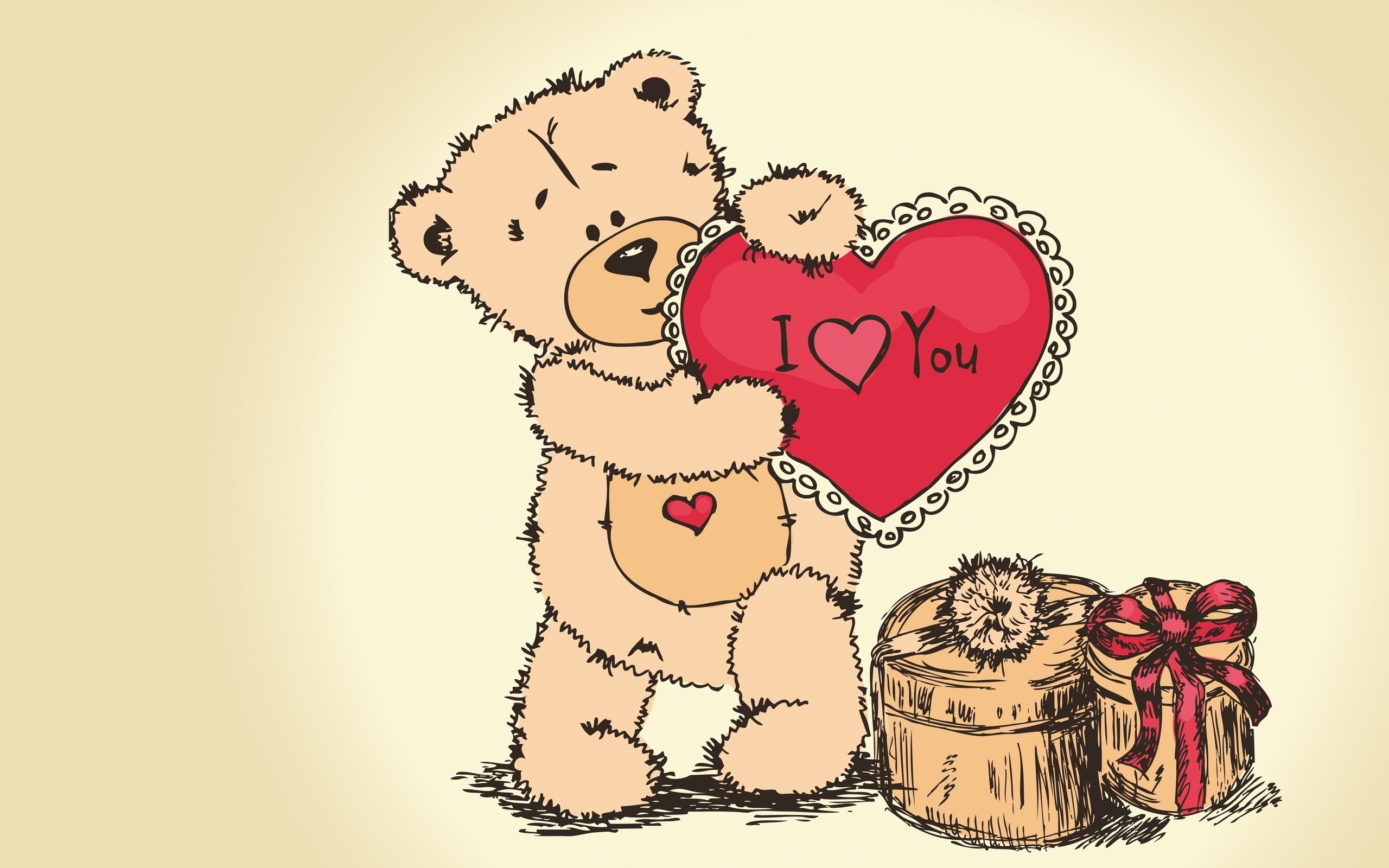 Wallpapers teddy bear heart gift on the desktop