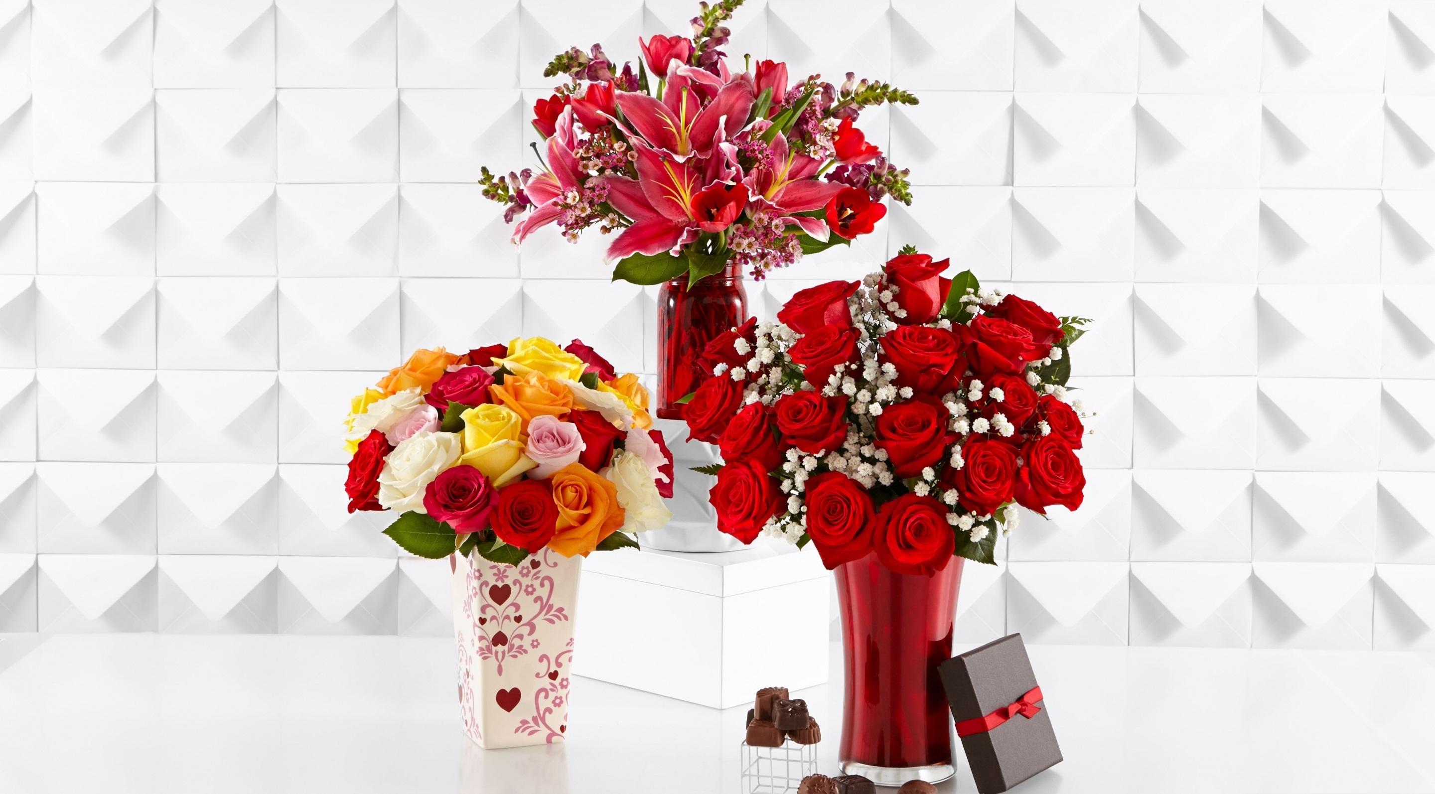 Обои букеты цветы шоколад на рабочий стол
