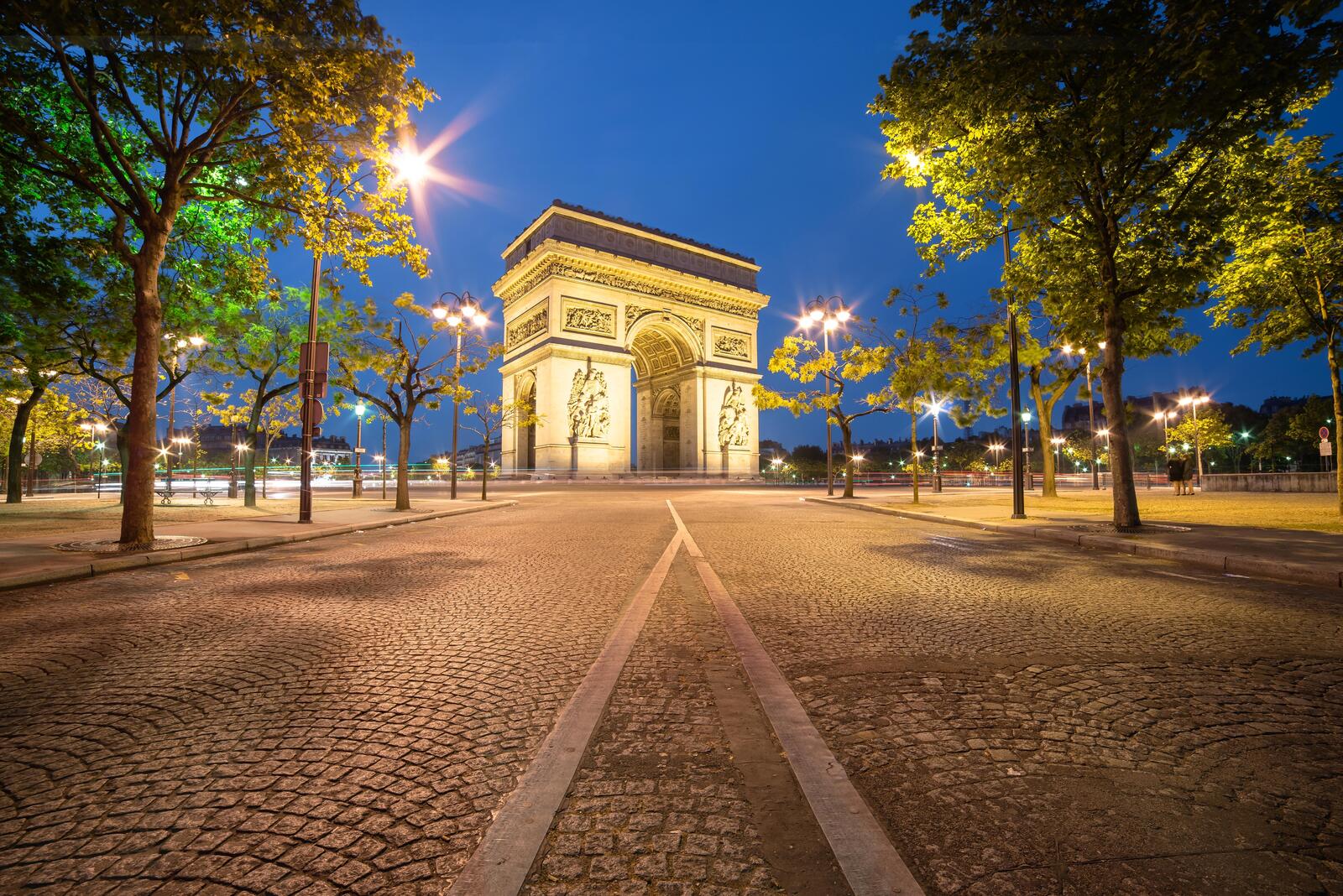 Wallpapers Triumphal Arch city evening on the desktop