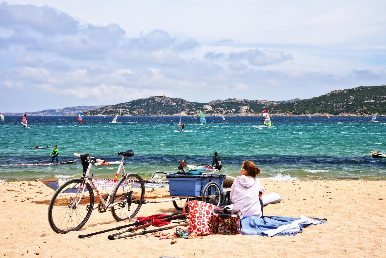 Обои пляж велосипед море на рабочий стол
