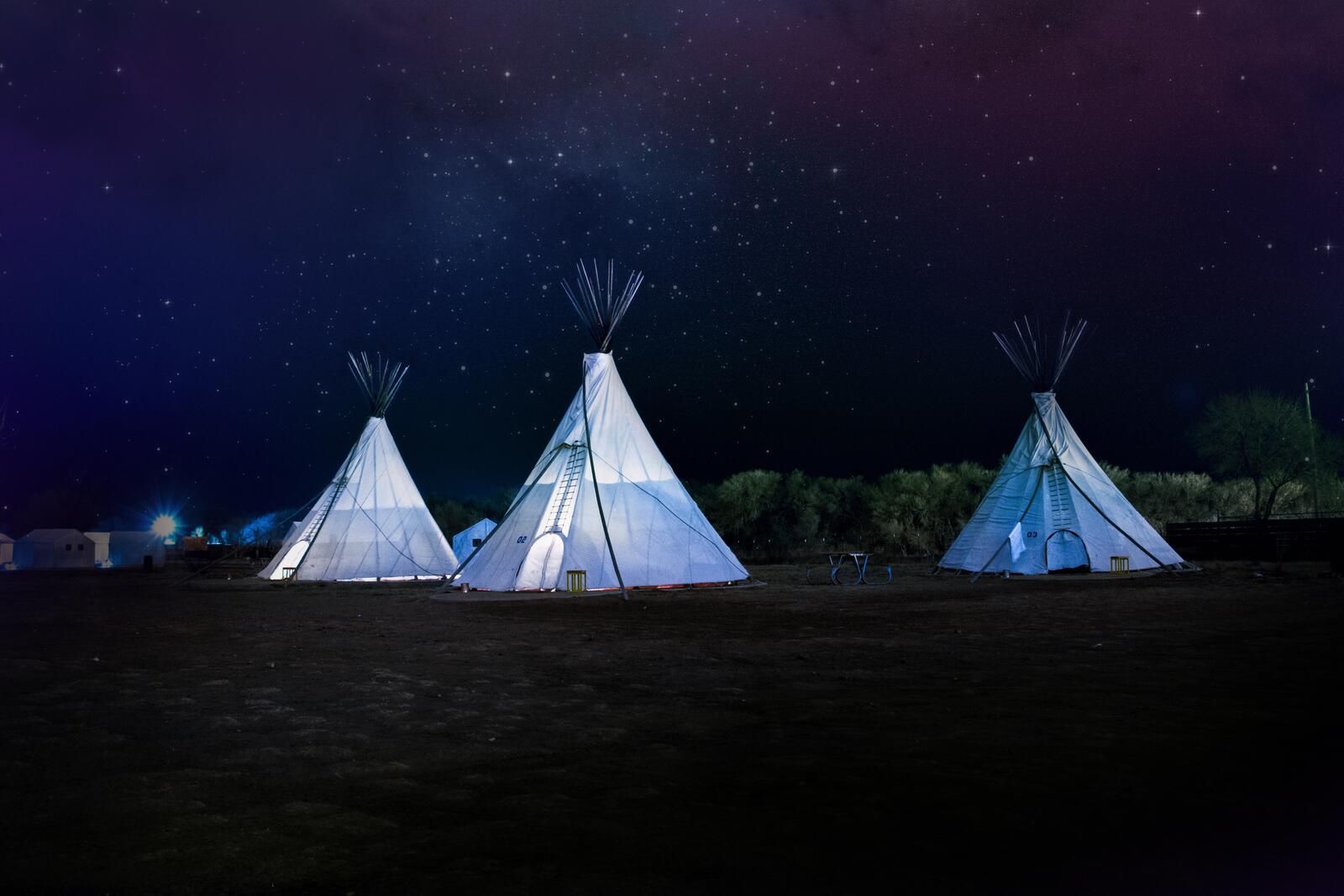 Wallpapers night tents camp on the desktop