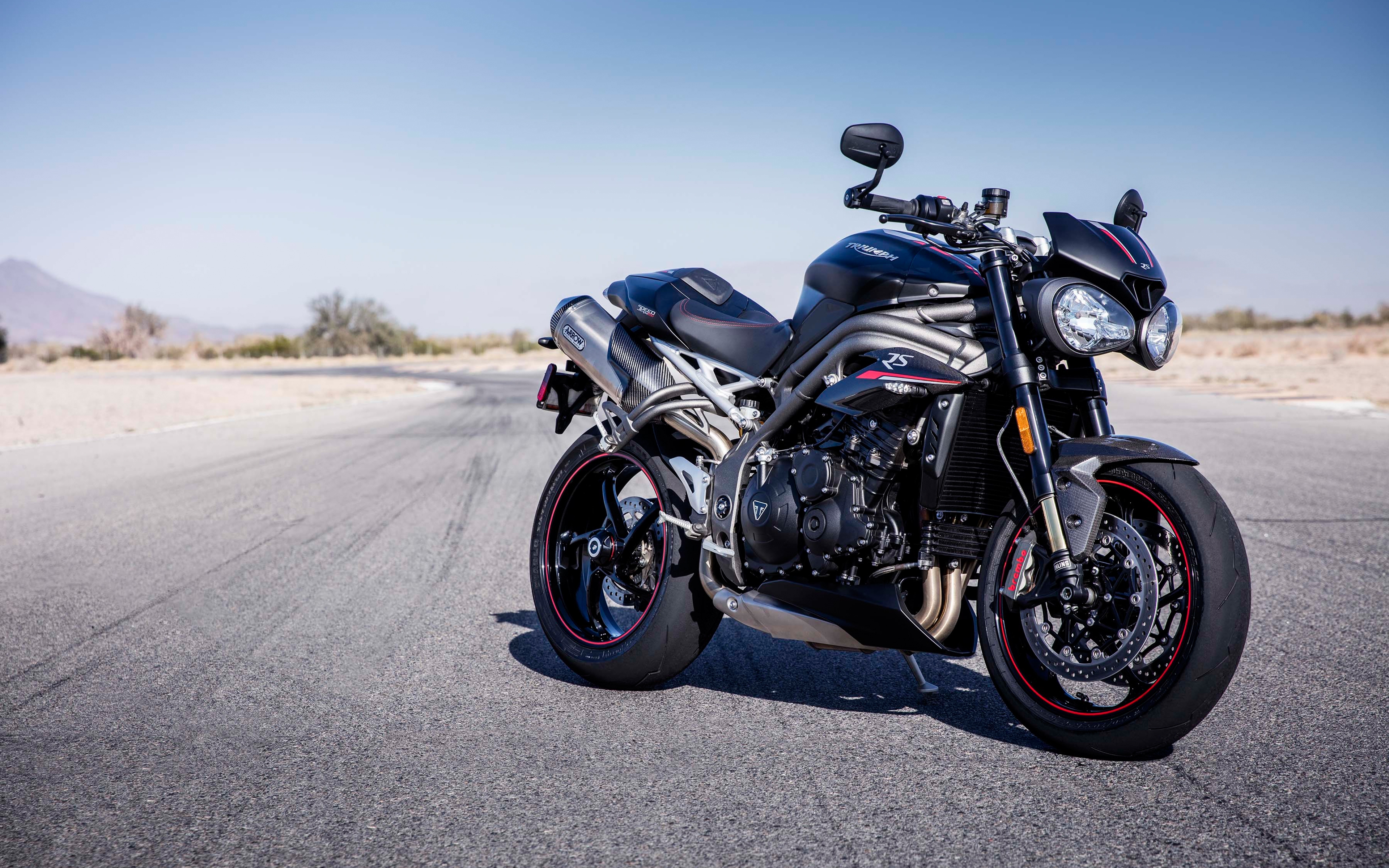 Wallpapers side view Triumph Speed Triple RS black on the desktop